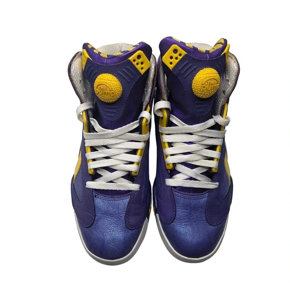 Reebok The Pump Shaq Attaq Sneakers Shoes LSU Tigers Lakers Purple Yellow Mens 9